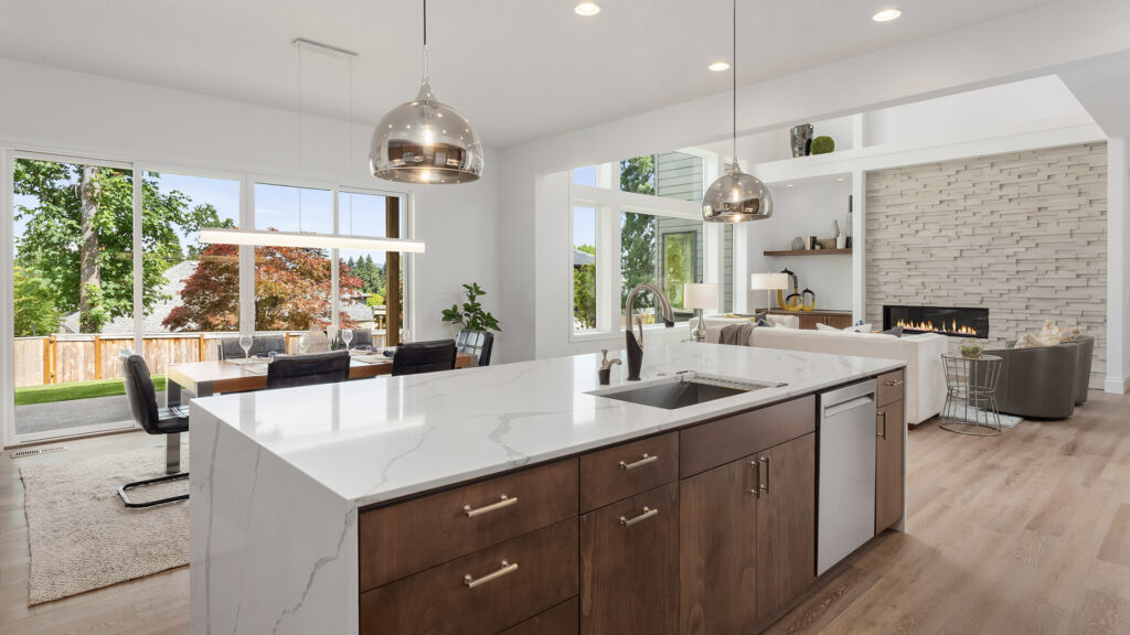 custom kitchen island in open floor plan