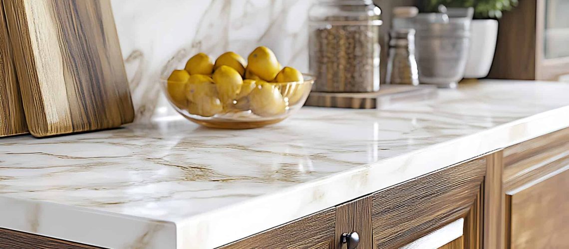 contemporary kitchen with marble countertops and stylish decor