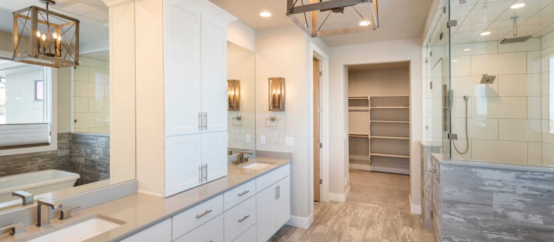 Elegant Farm House Master Bathroom with Soaking Tub